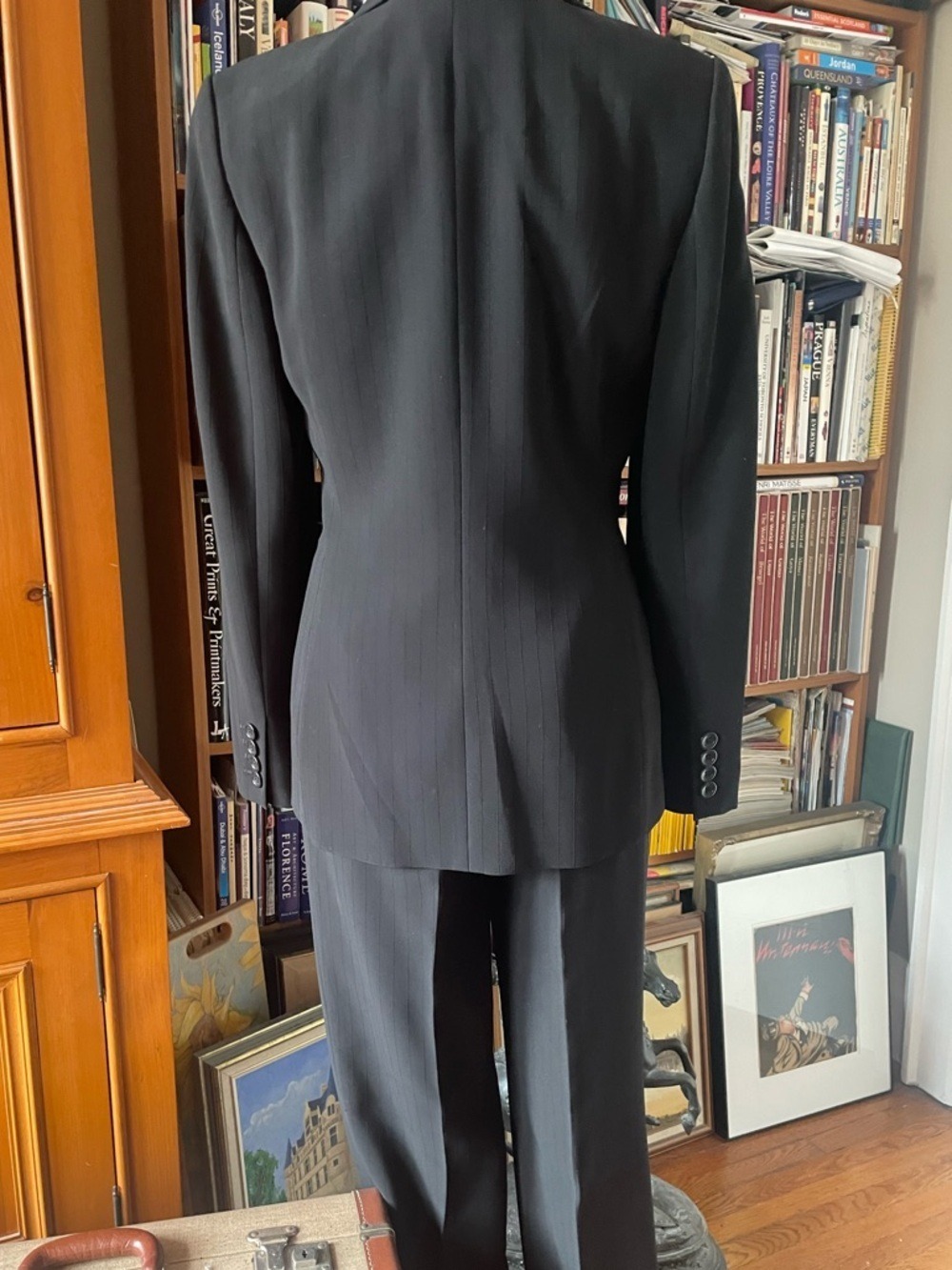 Ann Taylor Black Fitted Jacket Size 0 Wide Leg Pants Size 2 - Picture 4 of 16